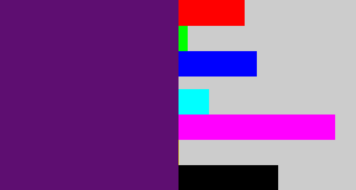 Hex color #5e0e71 - royal purple