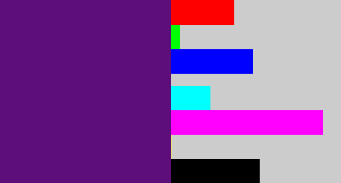 Hex color #5e0e7a - darkish purple