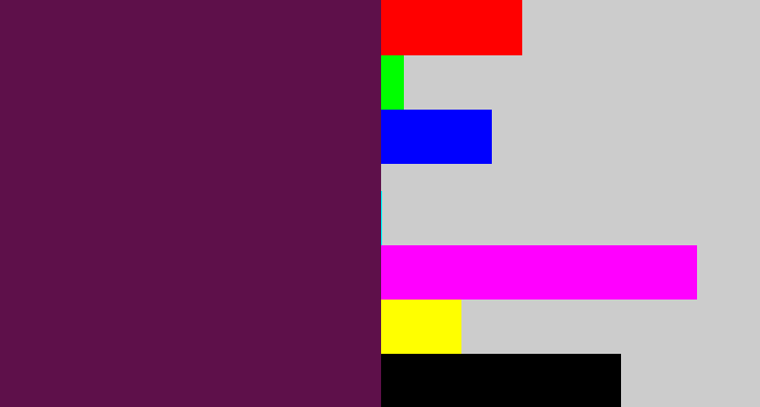 Hex color #5e104a - grape purple
