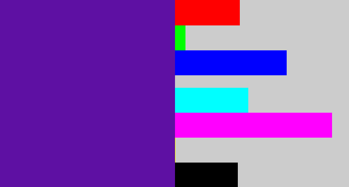 Hex color #5e10a3 - purple