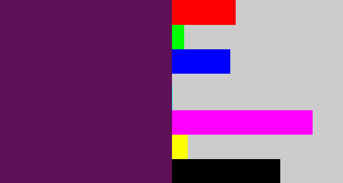 Hex color #5e1156 - grape purple