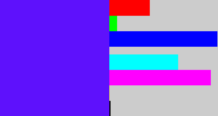Hex color #5e11fc - purplish blue