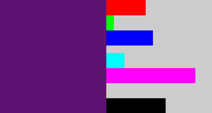 Hex color #5e1271 - darkish purple