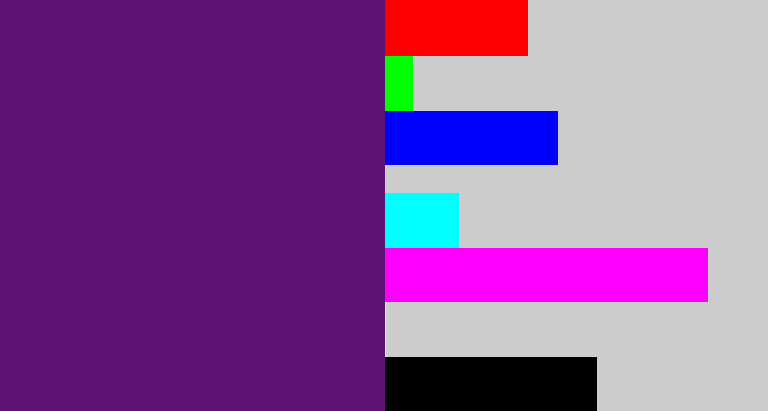 Hex color #5e1274 - darkish purple