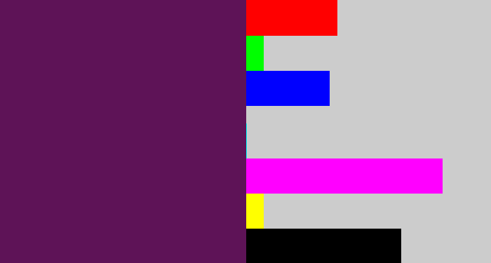Hex color #5e1357 - grape purple