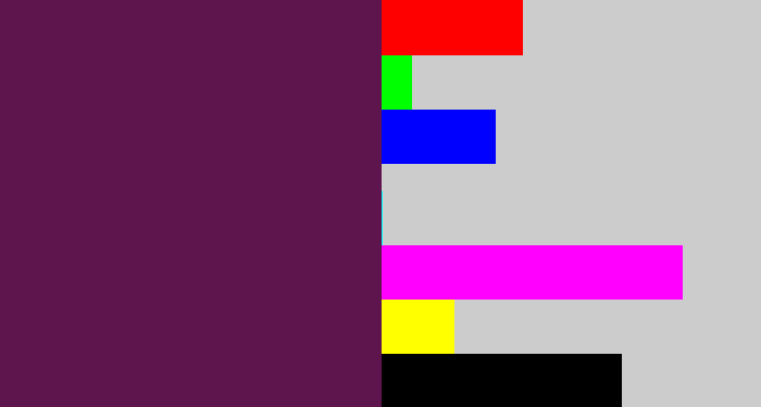 Hex color #5e144c - grape purple