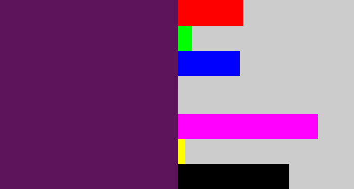 Hex color #5e145a - grape purple
