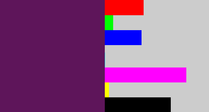 Hex color #5e155a - grape purple