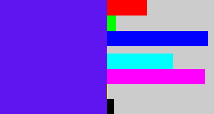 Hex color #5e15f0 - purply blue