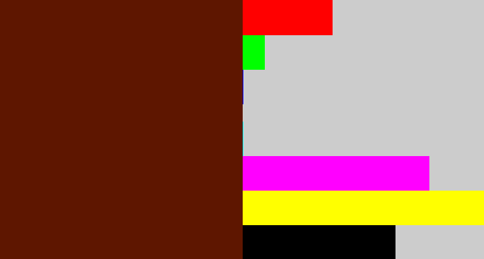 Hex color #5e1600 - reddy brown