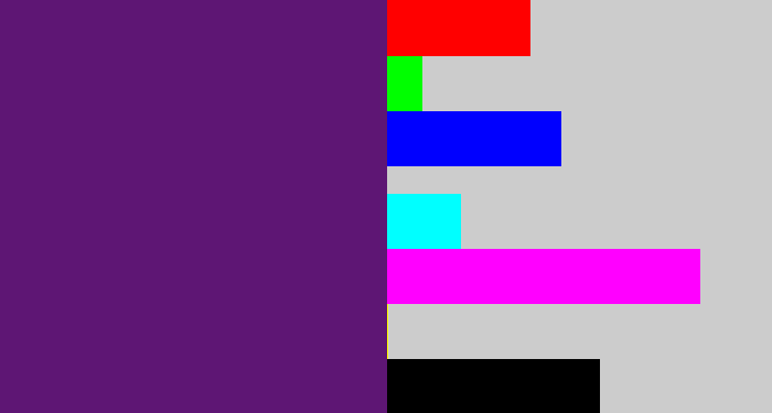 Hex color #5e1674 - darkish purple