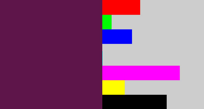 Hex color #5e1749 - grape purple