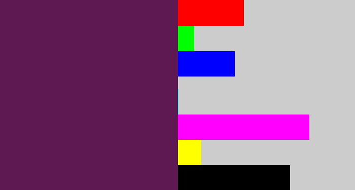Hex color #5e1852 - grape purple