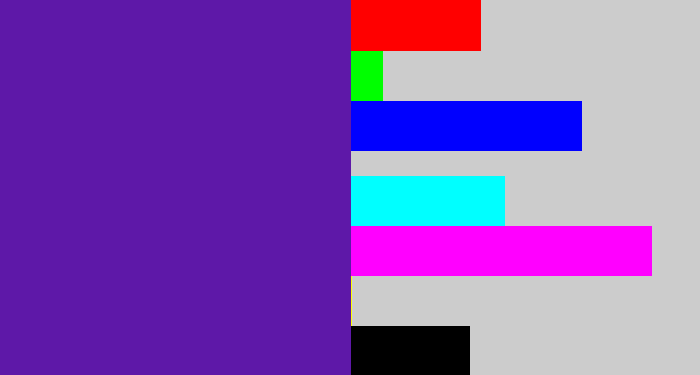Hex color #5e18a8 - purple