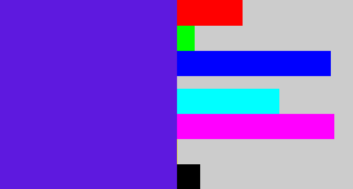 Hex color #5e19df - purple/blue