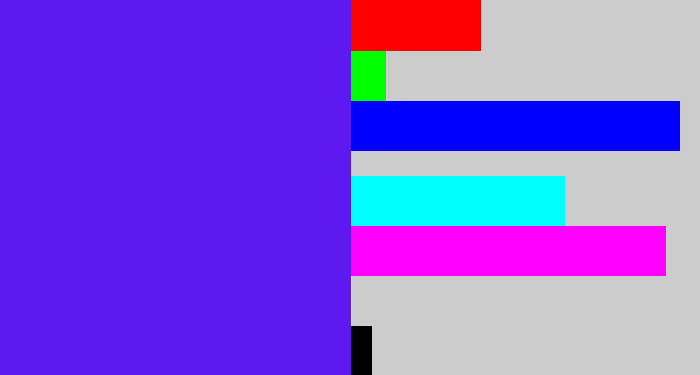 Hex color #5e19f0 - purply blue