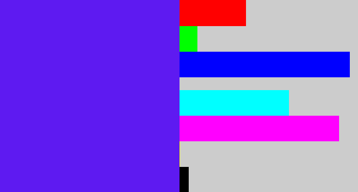 Hex color #5e1af1 - purply blue