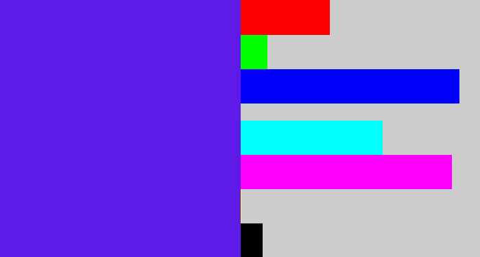 Hex color #5e1be8 - purply blue
