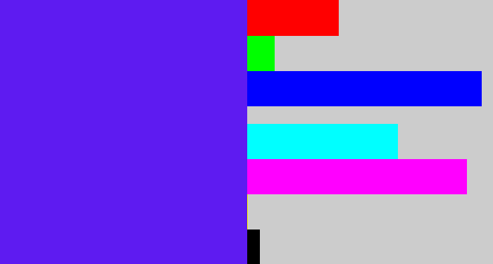 Hex color #5e1bf1 - purply blue