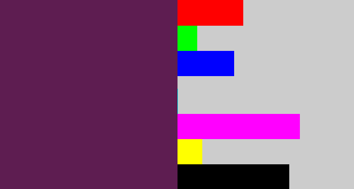 Hex color #5e1d51 - grape purple