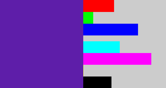 Hex color #5e1ea9 - purple
