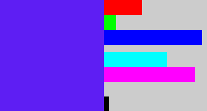 Hex color #5e1ef3 - purplish blue