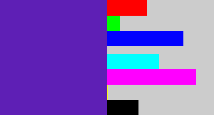 Hex color #5e1fb5 - purple/blue