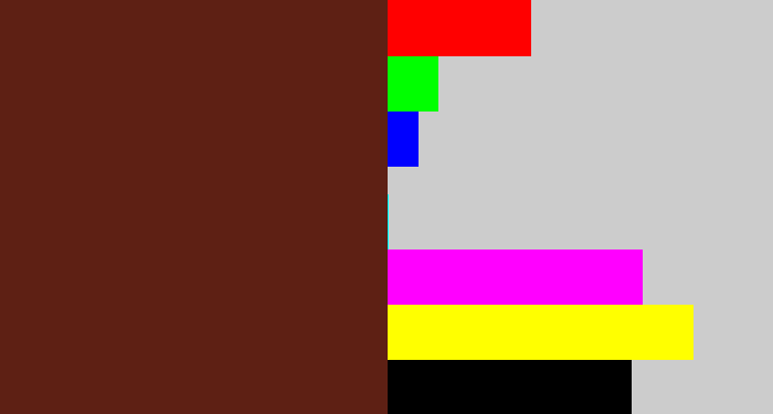 Hex color #5e2014 - reddy brown