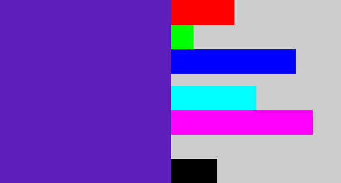 Hex color #5e20bb - purple/blue