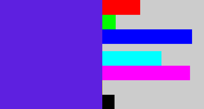 Hex color #5e20e0 - purple/blue