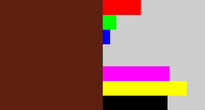 Hex color #5e2111 - reddy brown