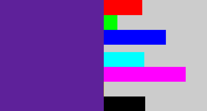 Hex color #5e219a - purple