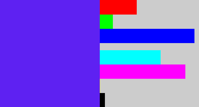 Hex color #5e21f2 - purplish blue