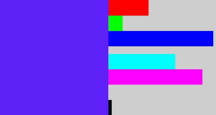 Hex color #5e21f7 - purplish blue