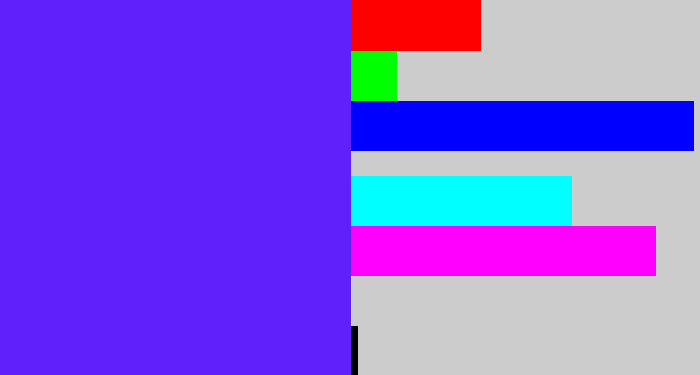 Hex color #5e21fb - purplish blue