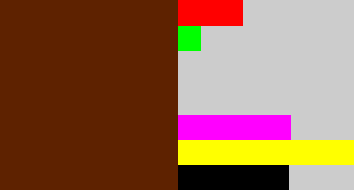 Hex color #5e2200 - brown