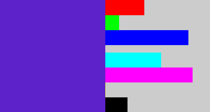 Hex color #5e22ca - purple/blue