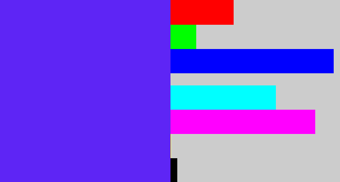 Hex color #5e25f5 - purplish blue