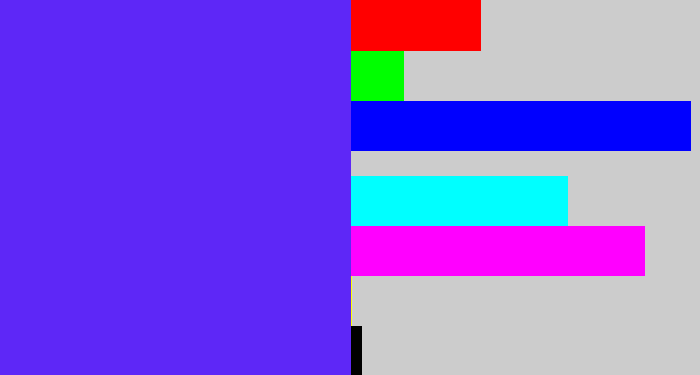 Hex color #5e27f7 - purplish blue