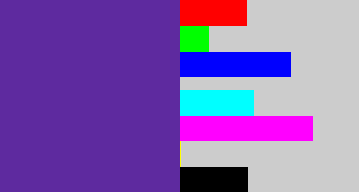 Hex color #5e2a9f - purple