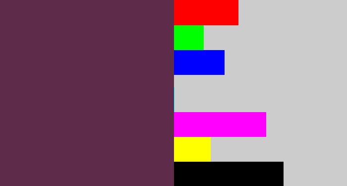 Hex color #5e2c4a - purple brown