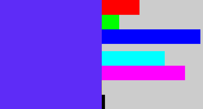 Hex color #5e2cf7 - purplish blue
