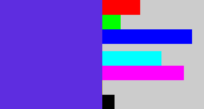 Hex color #5e2de0 - purpley blue