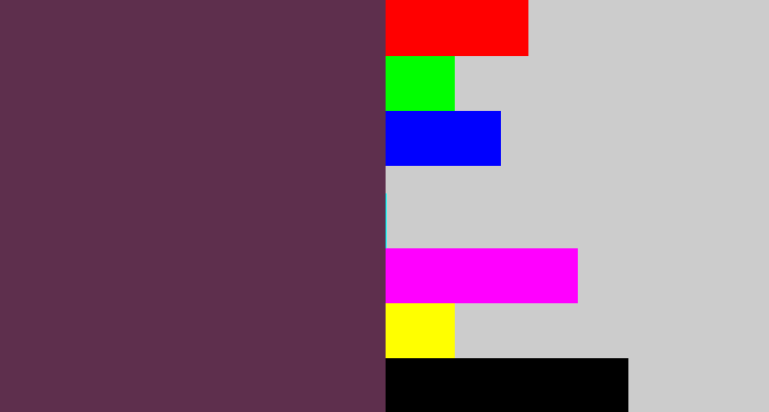 Hex color #5e2f4d - purple brown