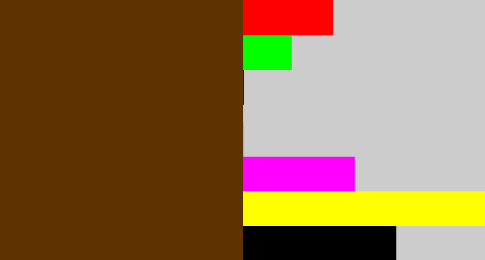 Hex color #5e3300 - brown