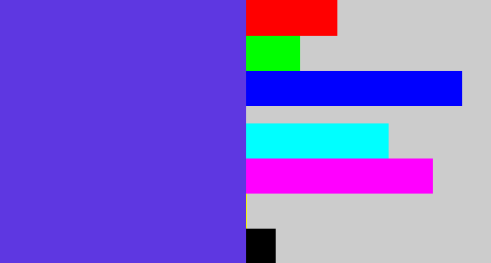 Hex color #5e37e1 - purpley blue