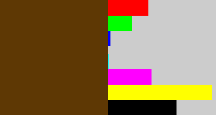 Hex color #5e3804 - brown