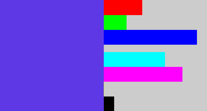 Hex color #5e38e5 - purpley blue