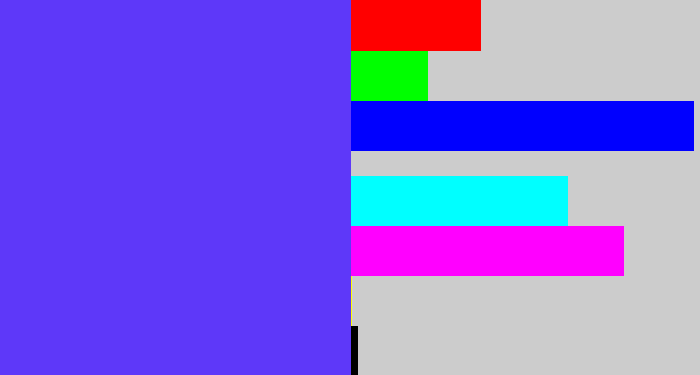 Hex color #5e38f9 - purpleish blue