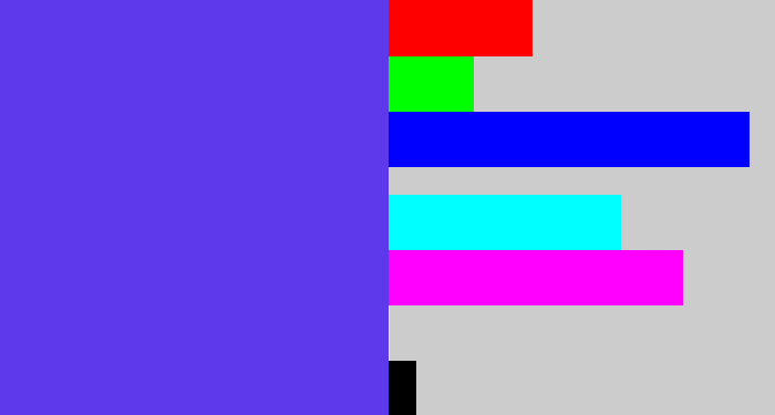 Hex color #5e39ec - purpley blue